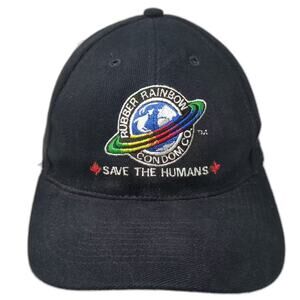 Otto Cap Baseball Cap Black Slideback OS Rubber Rainbow Condom Co Hat Logo Save